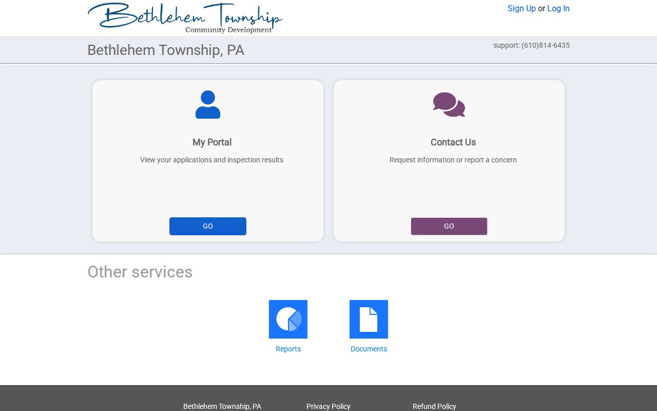 Bethlehem Township residents directory SmartGov permit portal