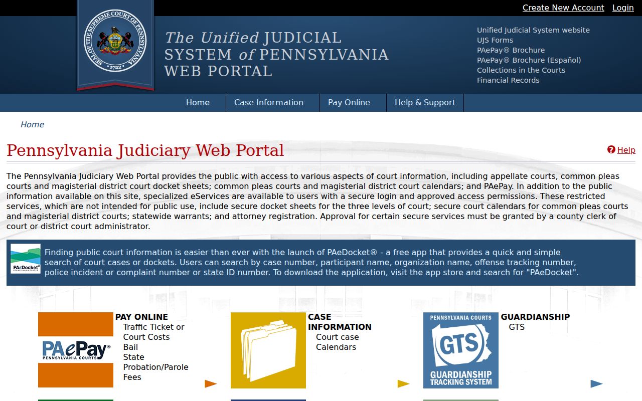 Bethlehem Township resident lookup through the Pennsylvania court portal