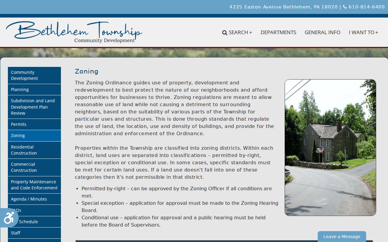 Bethlehem Township street directory zoning information and address records resource